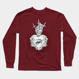 3 of Swords - Tarot Etching Drawing Long Sleeve T-Shirt